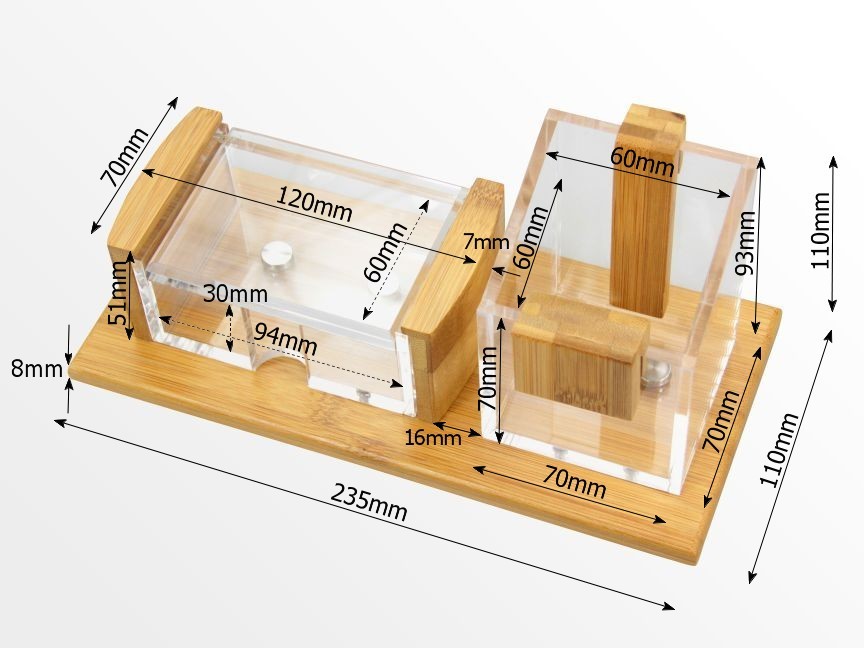 Dimensions of pen pot and card holder