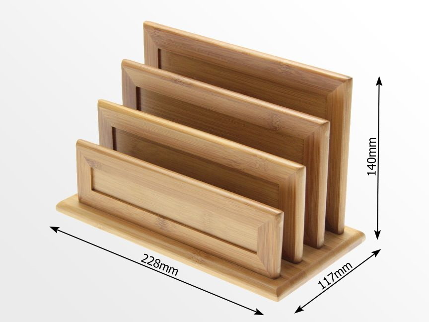 Dimensions of Bamboo 3 Slot Letter Rack