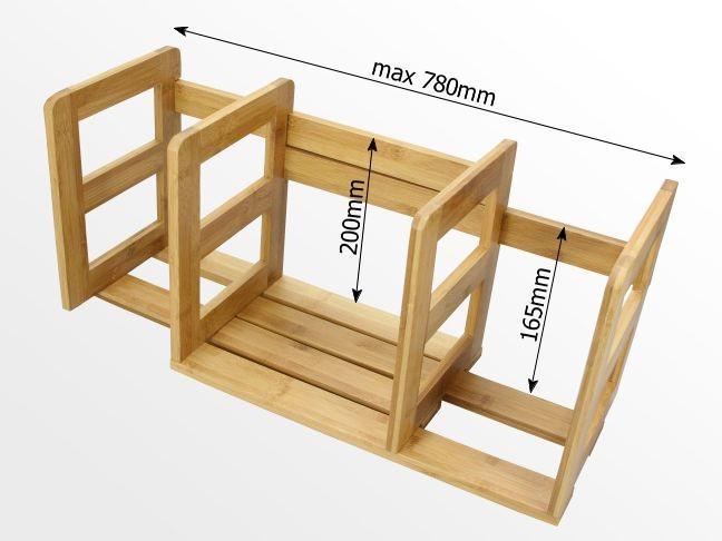 Dimensions of expandable adjustable bookshelf