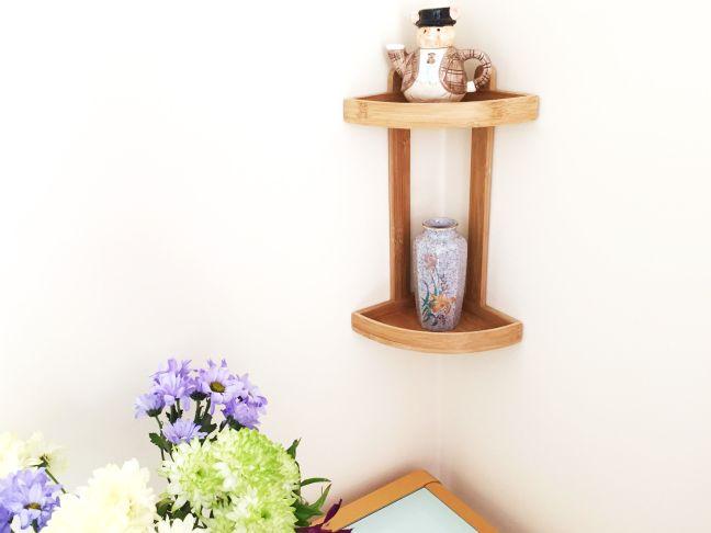 Bamboo 2-Tier Corner Shelf