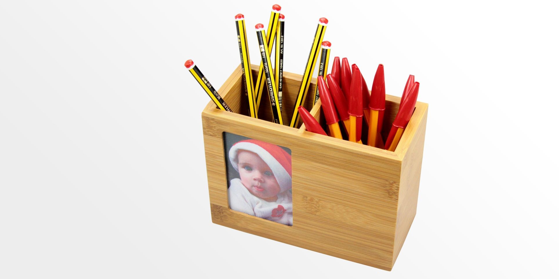Bamboo Pen Holder with Photo