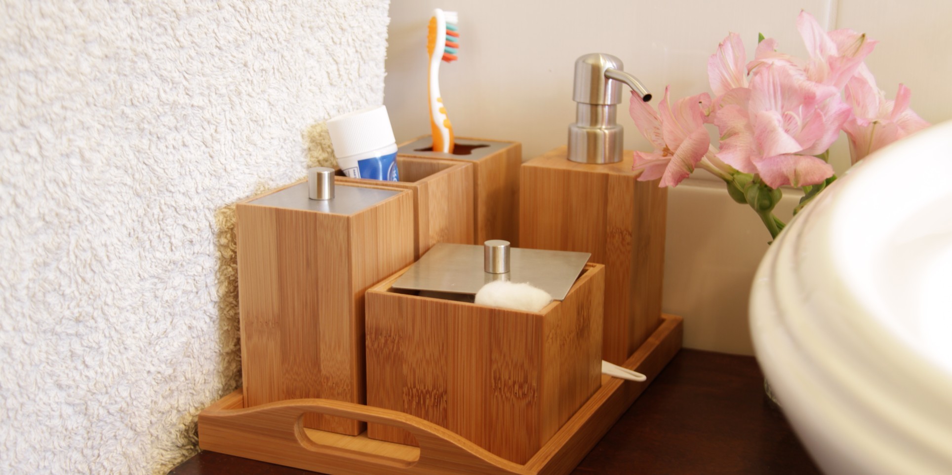 Bamboo Bathroom Set, Bathroom Accessories Set,  Finoak Online Shop, Bamboo for home
