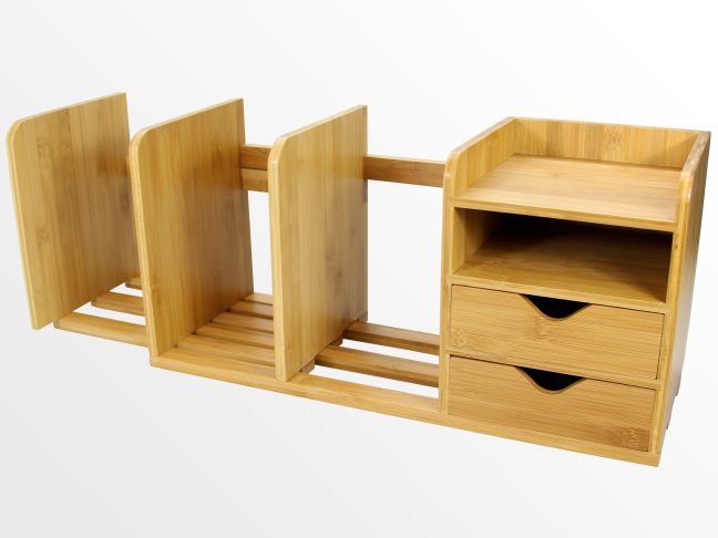 Adjustable bookshelf with drawers