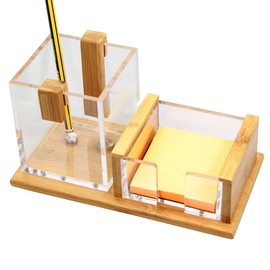 Pen Pot and Notes Holder (Bamboo & Acrylic)
