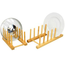 Set of 2 Bamboo Plate Racks Pot Holders