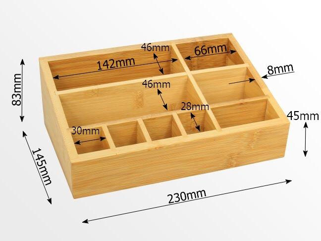 Dimensions of bamboo cosmetic organiser