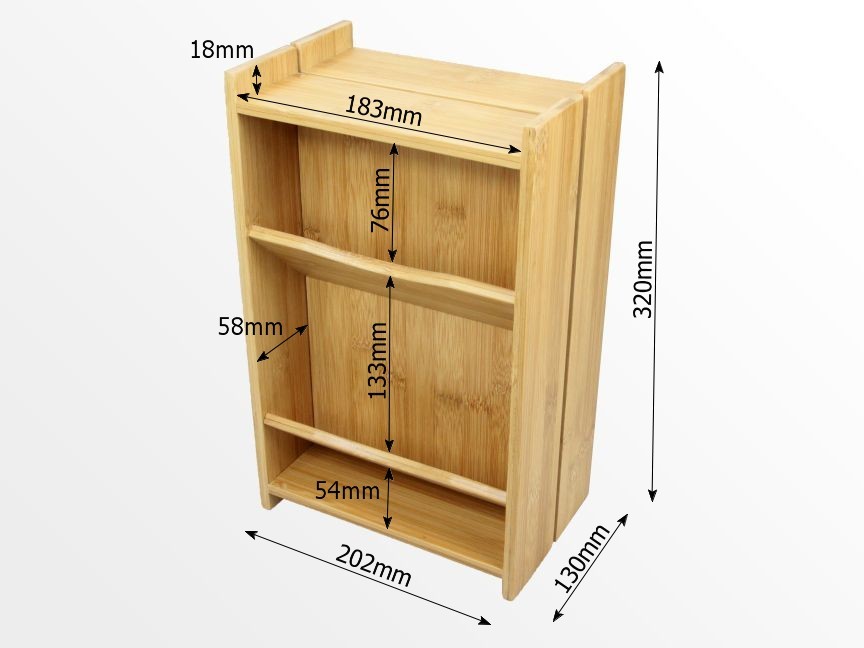 Dimensions of keys and letter holder