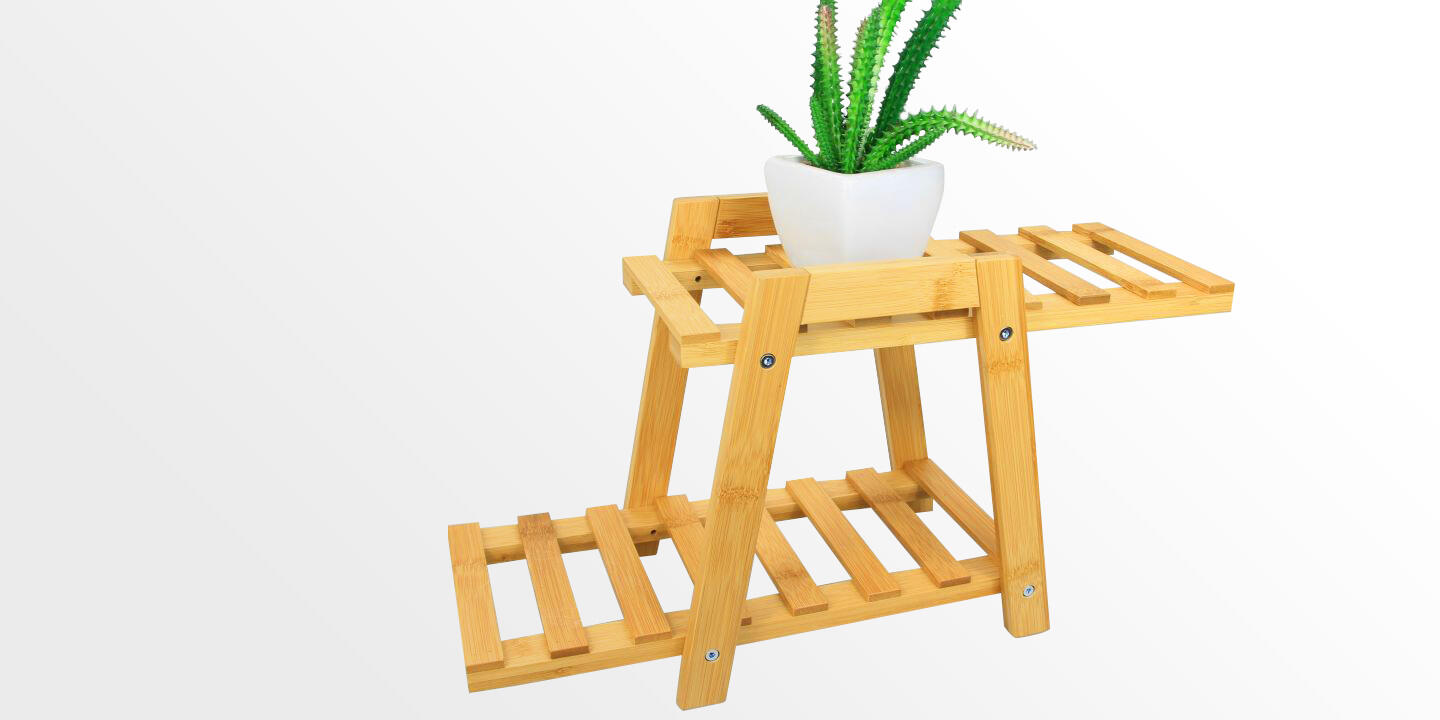 2 Tiers Bamboo Plant Stand