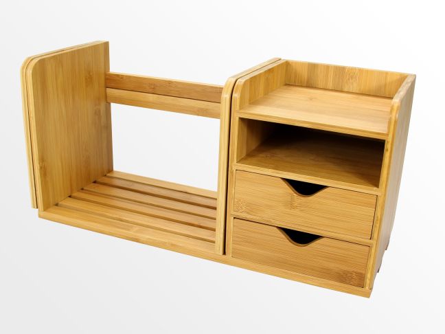 Adjustable bookshelf with drawers