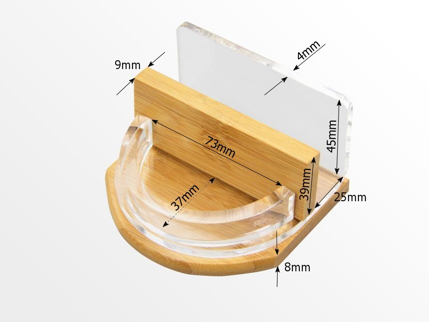 Dimensions of business cards and stationery holder