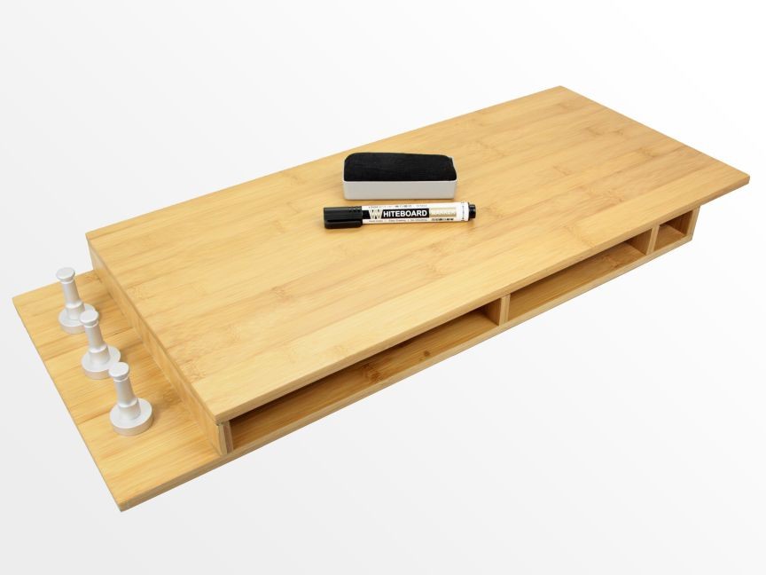 Bamboo memo board, keys and letter holder