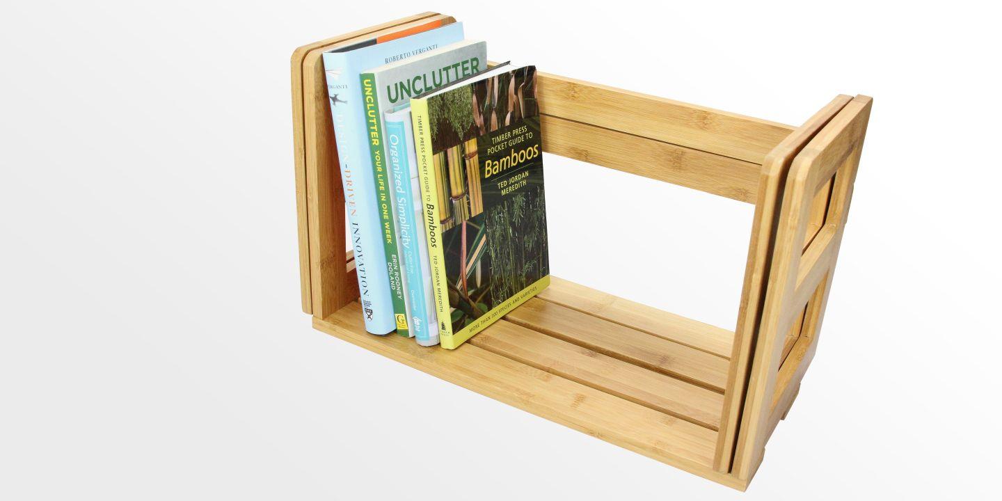 Expandable Adjustable Bookshelf | Bamboo Desktop Book Rack