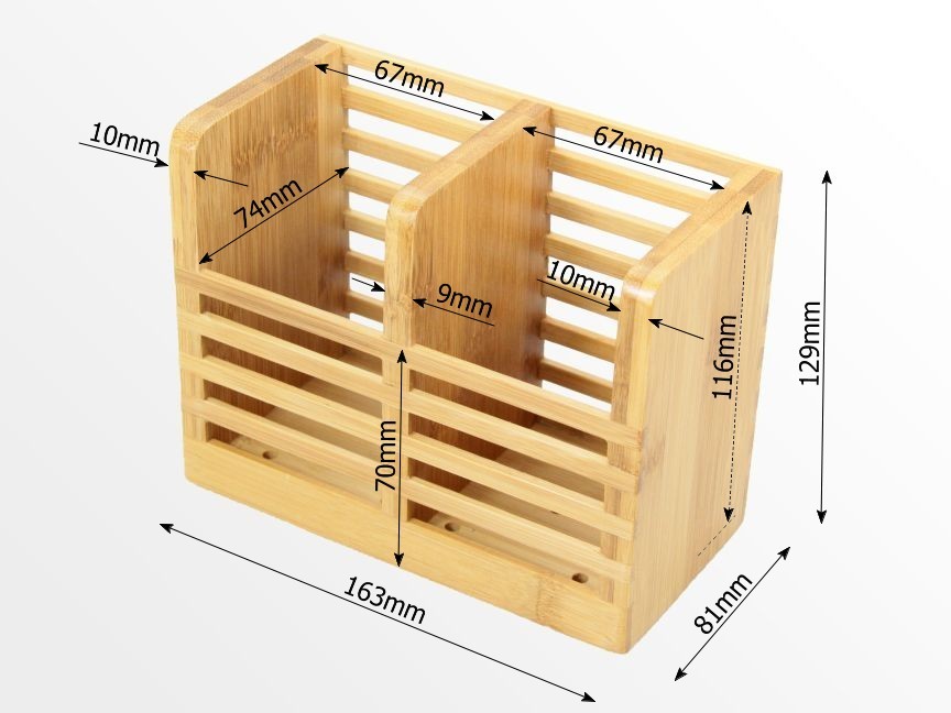 Pen Holder ( 2 compartments), Bamboo Pensil Box