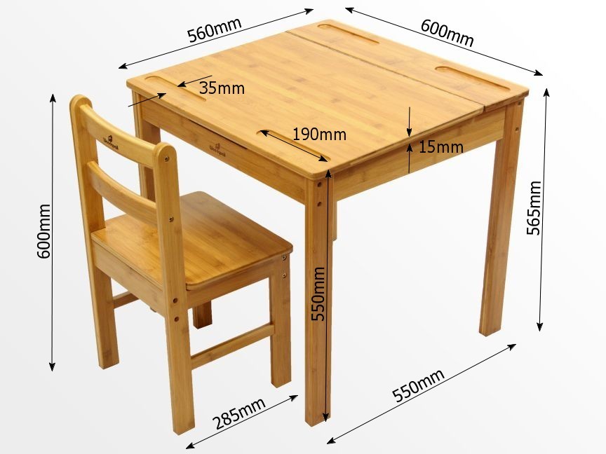 Dimensions of childrens table and chair