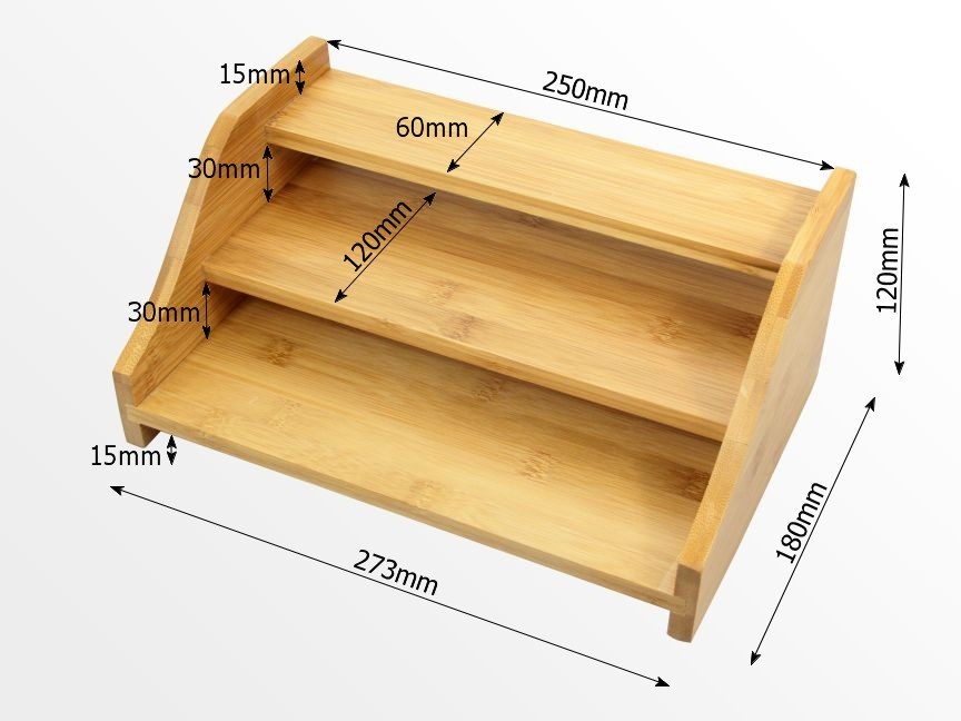 Dimensions of bamboo spice stepper