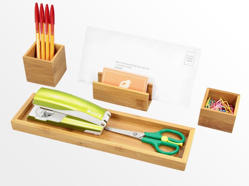 Bamboo desk organiser set