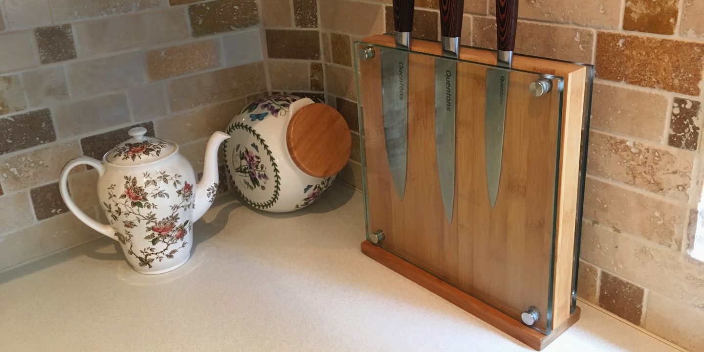 Large Glass Magnetic Knife Block