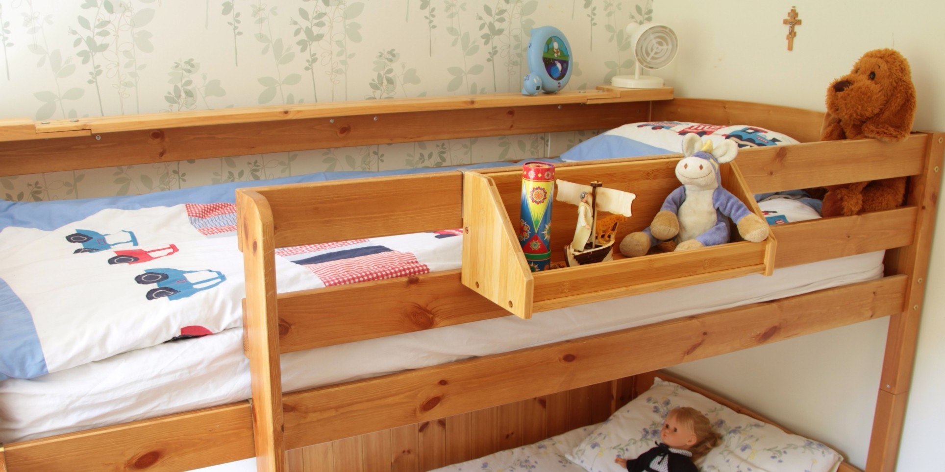 Bed Hanging Toys Shelf | Clip on Bed Shelf | Bamboo Bedside Table